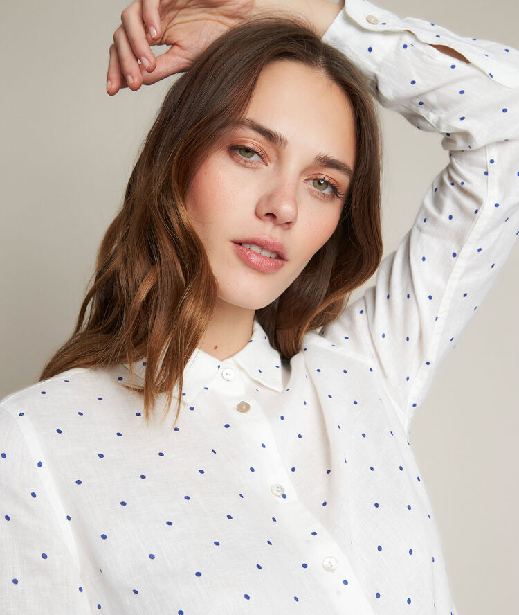 Eloi polka dot linen shirt blackcurrant.