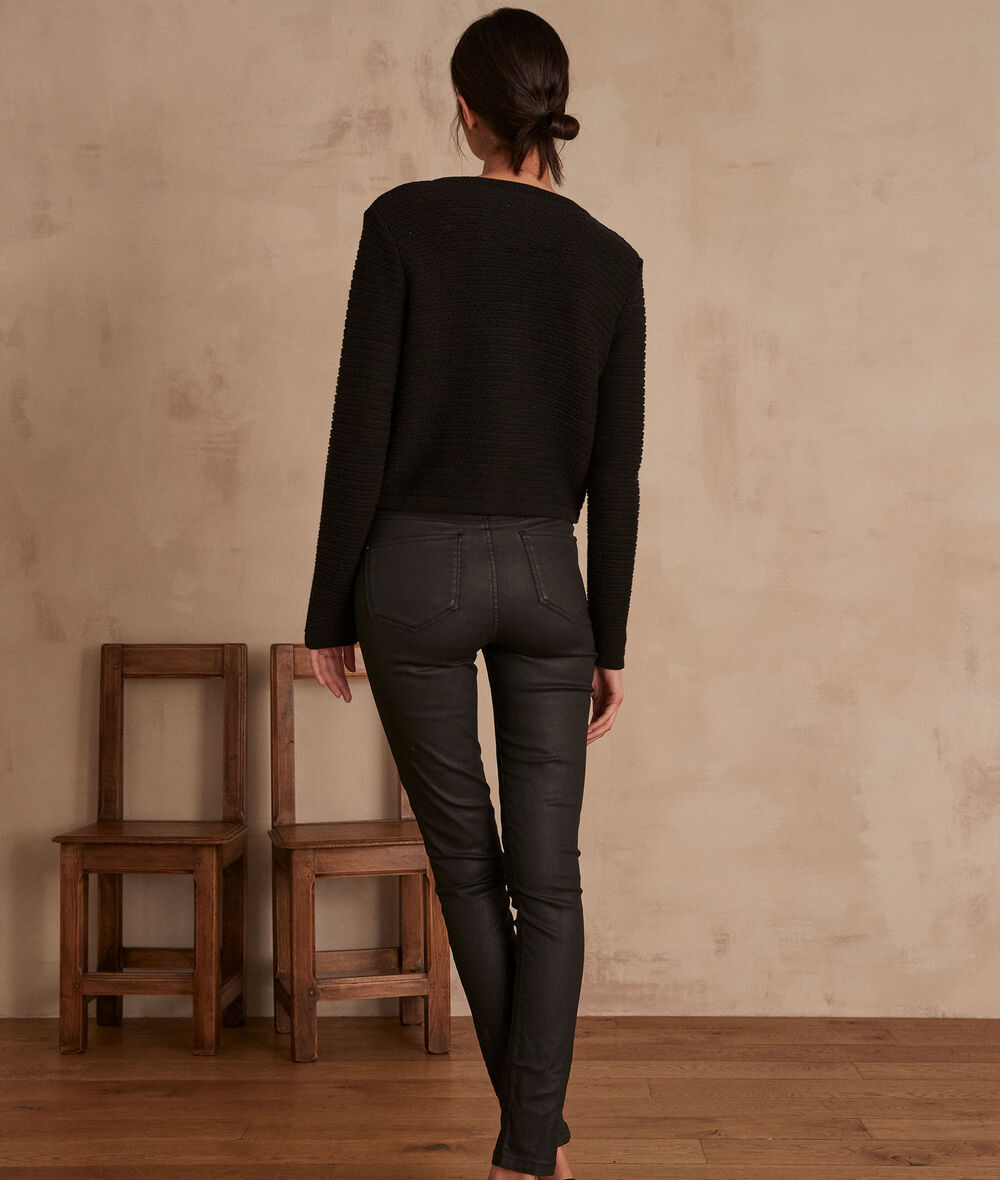 Suzy black coated-cotton slim-fit jeans PhotoZ | 1-2-3