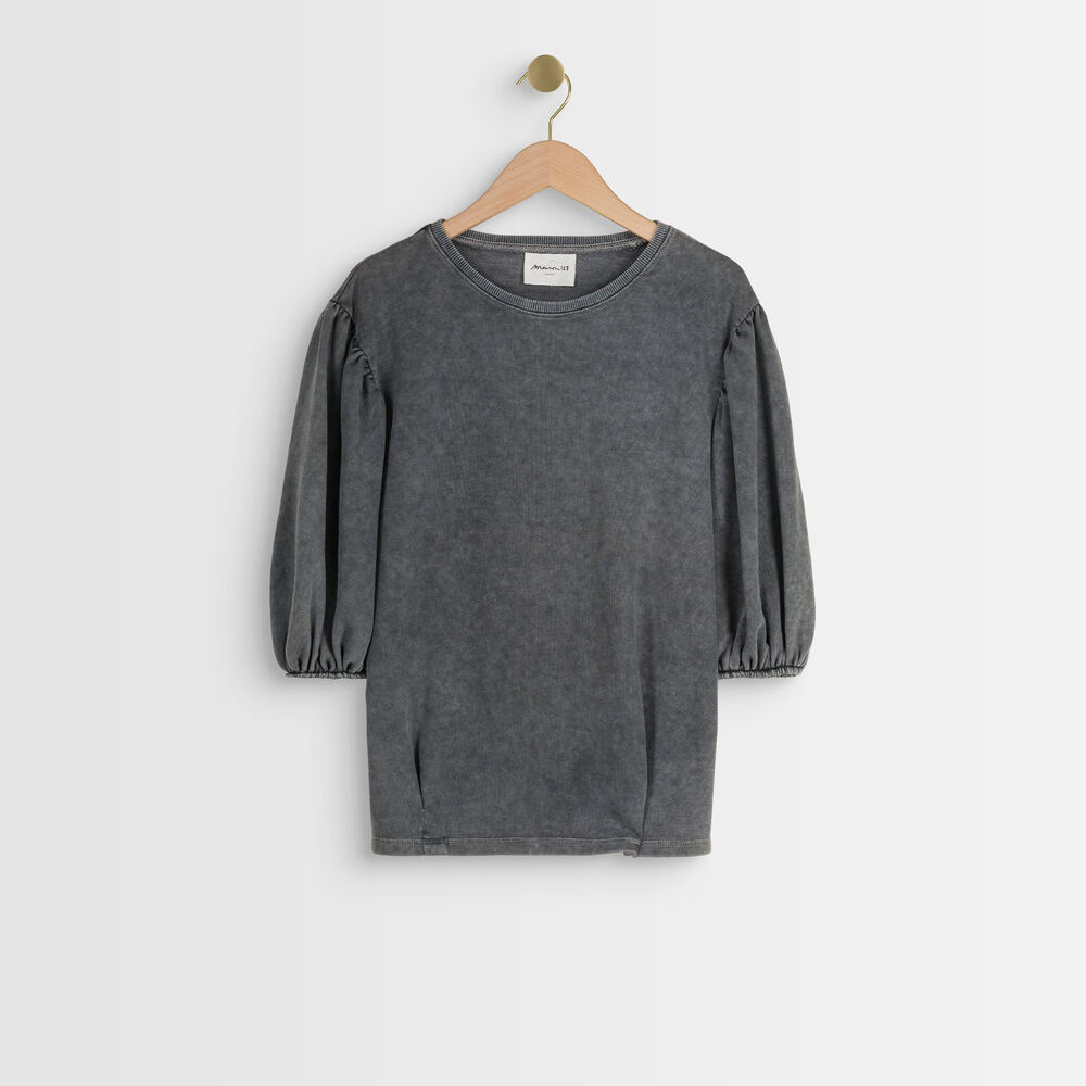 Inaya grey puff sleeve top anthracite.