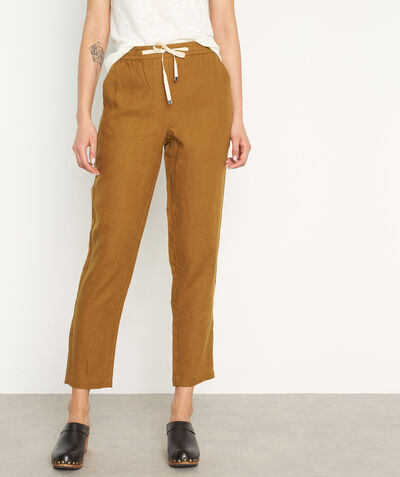 Noor bronze eco-friendly linen trousers PhotoZ | 1-2-3