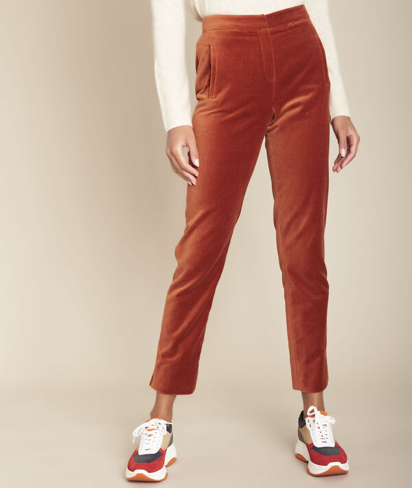 Ethan mahogany straight velvet trousers | 1-2-3 Ethan mahogany straight velvet trousers PhotoZ | 1-2-3