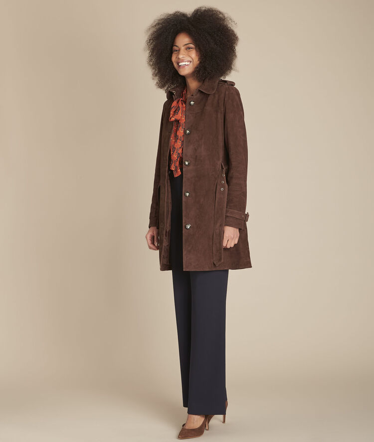 Majda mahogany printed lavaliere collar blouse caramel.