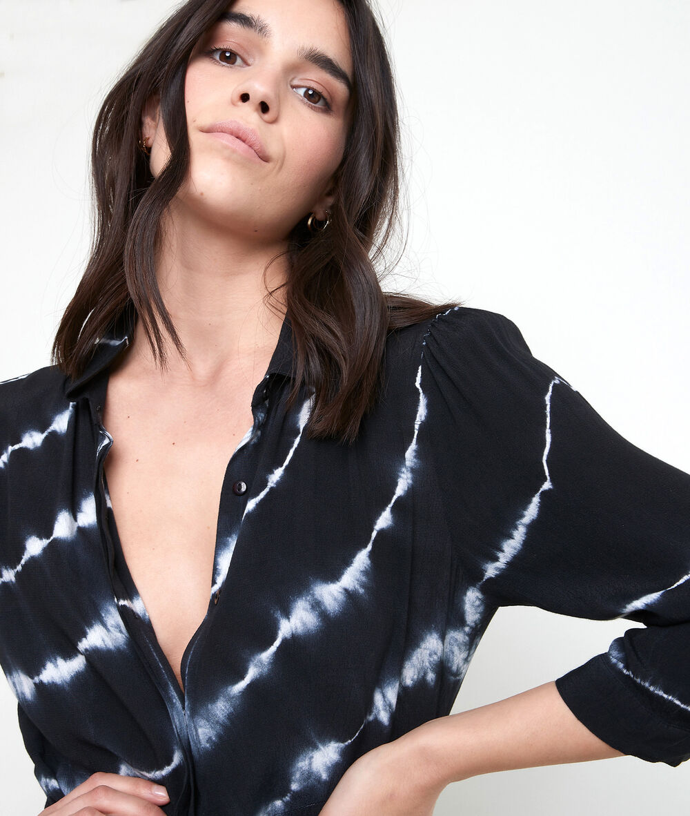 Laurice printed long shirt dress noir.