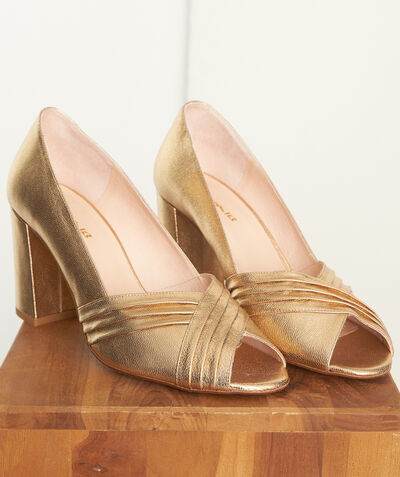 Callie gold leather high heels PhotoZ | 1-2-3