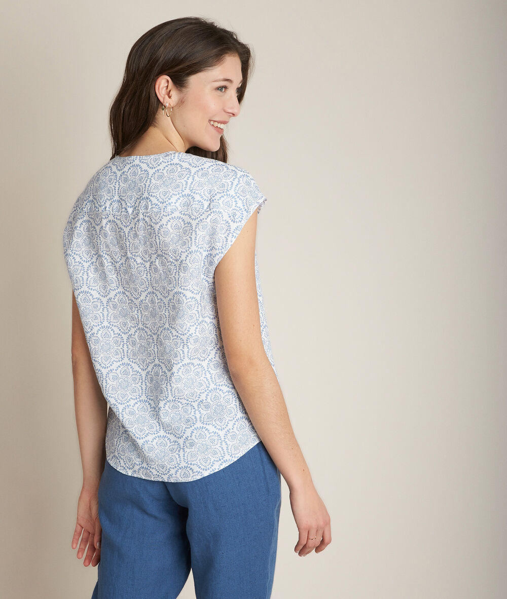 Eglantine printed linen top white.