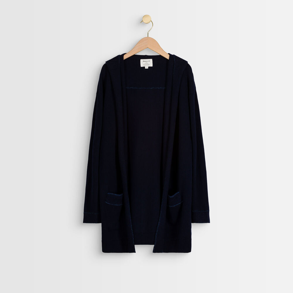Ruth long wool and cashmere cardigan marine.