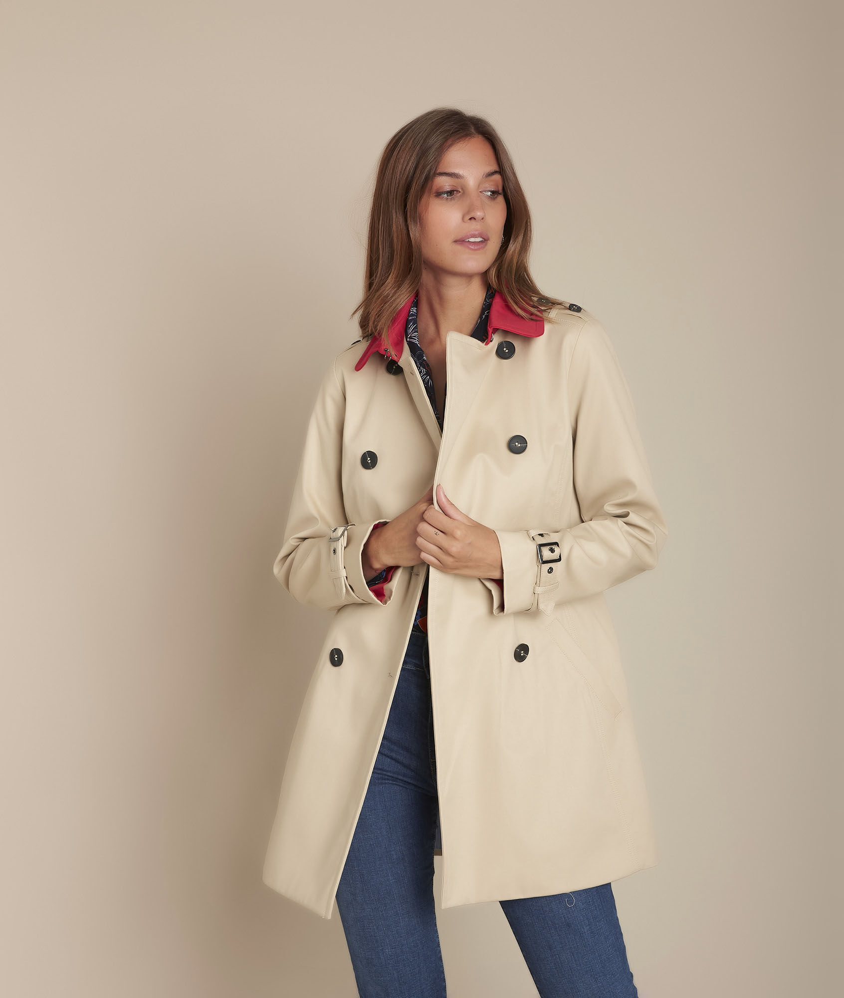 Trench femme beige court Clearance
