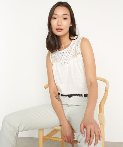 Malice almond-green cotton and lace T-shirt  PhotoZ | 1-2-3