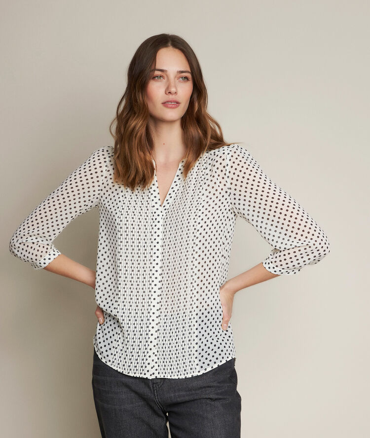 Emel polka dot print blouse ecru.