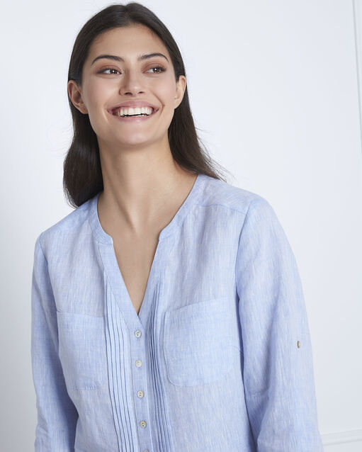 Roma sky blue linen blouse sky blue.