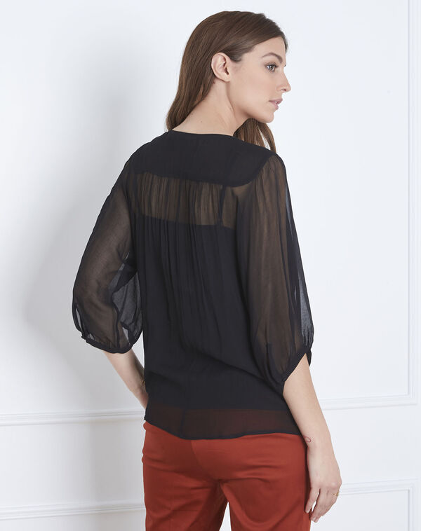 Valentine black lace blouse with tassels black.