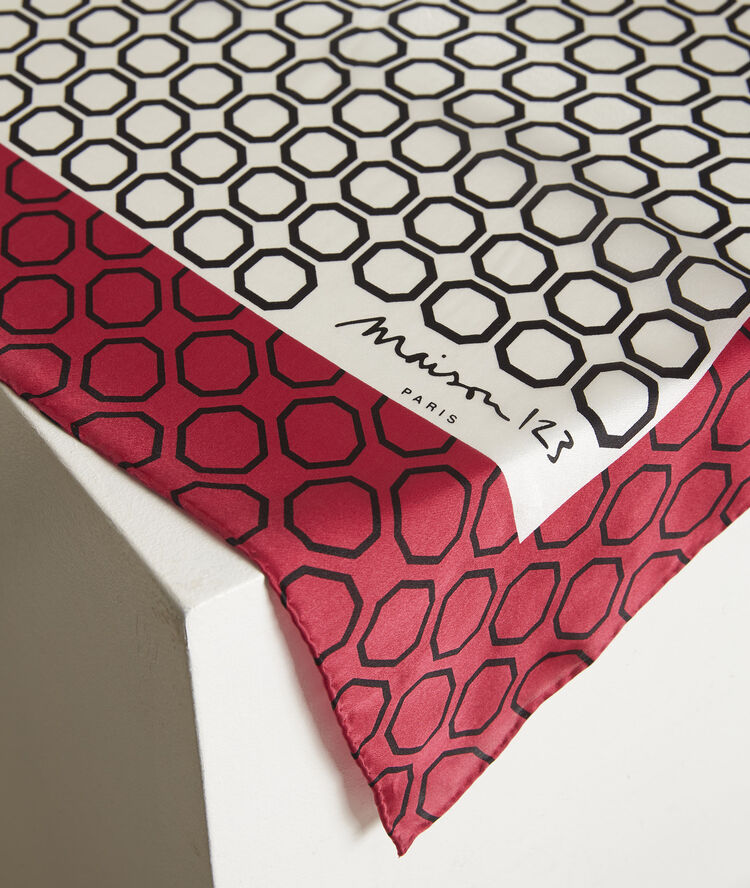 Colamaya square printed silk scarf light fuscia.