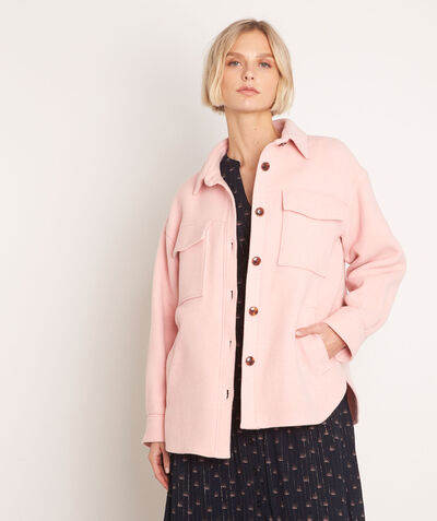 Rita powder pink XXL cotton and wool overshirt PhotoZ | 1-2-3