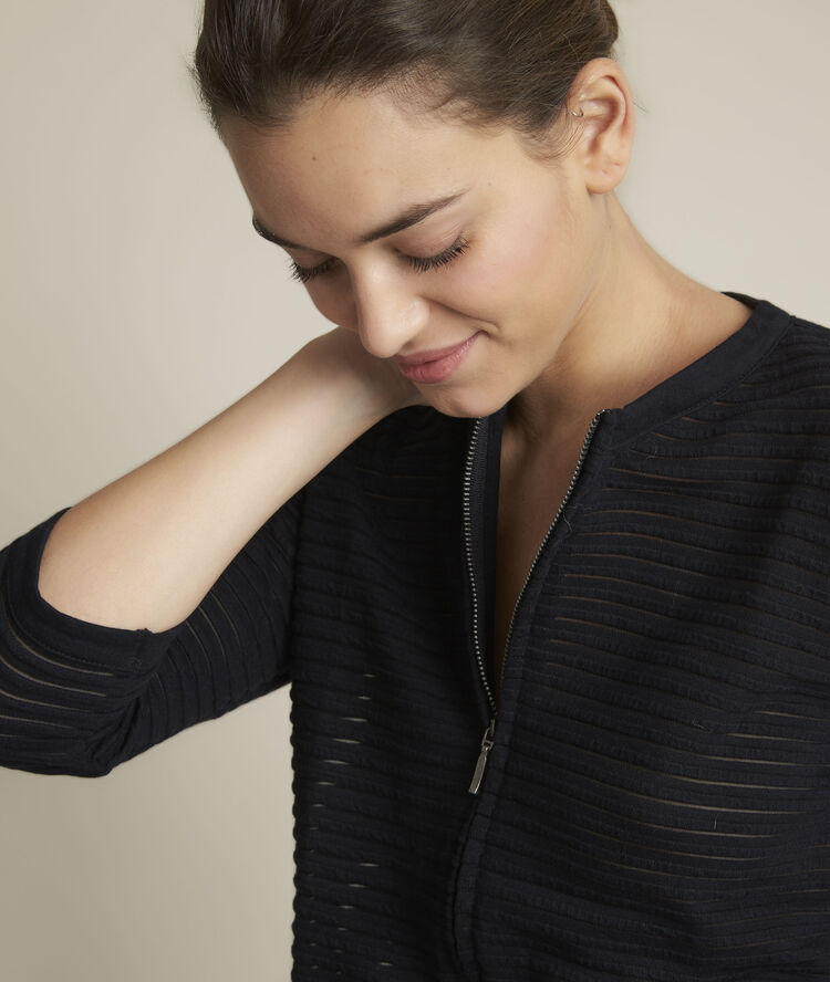 Romeo openwork striped cardigan black.