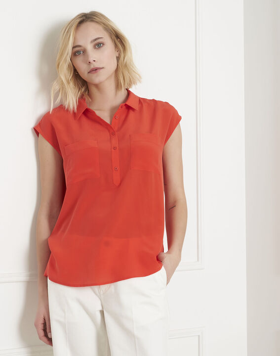 Veziane orange silk blouse | 1-2-3 Veziane orange silk blouse PhotoZ | 1-2-3