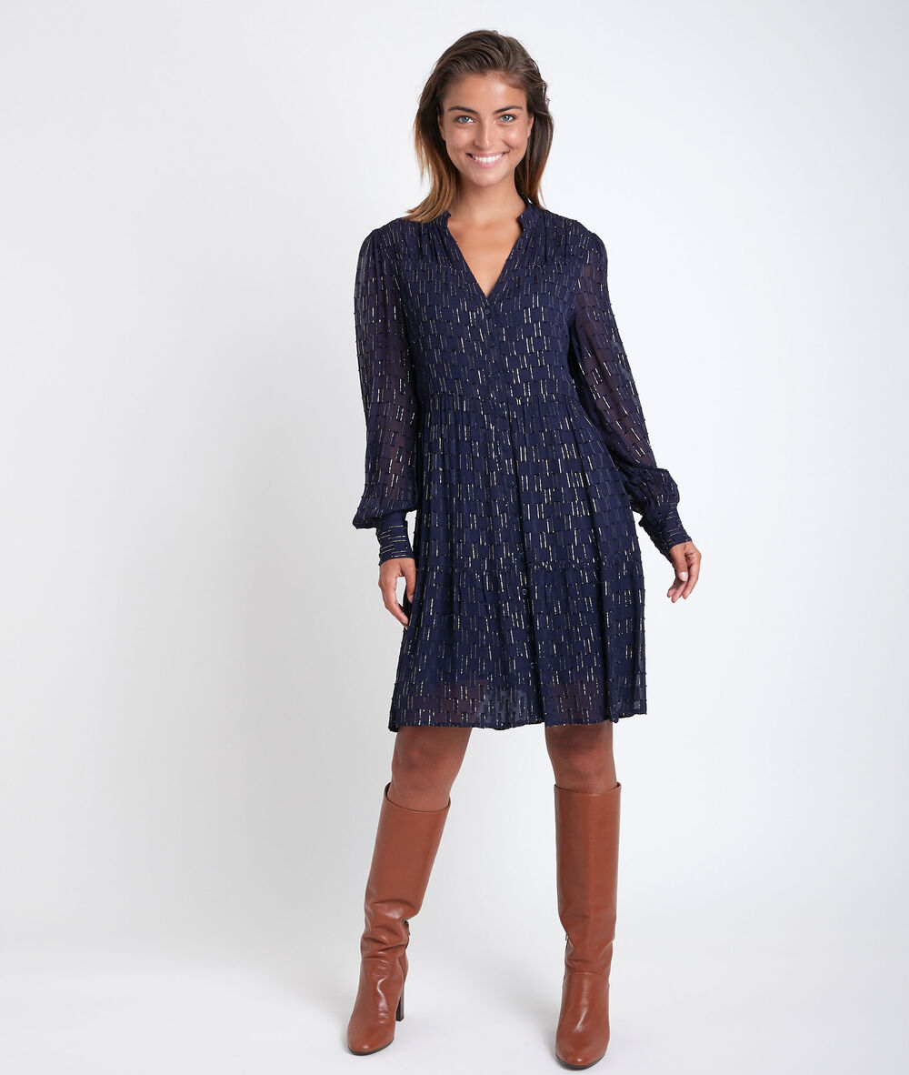 Cassandra navy lurex dress marine.