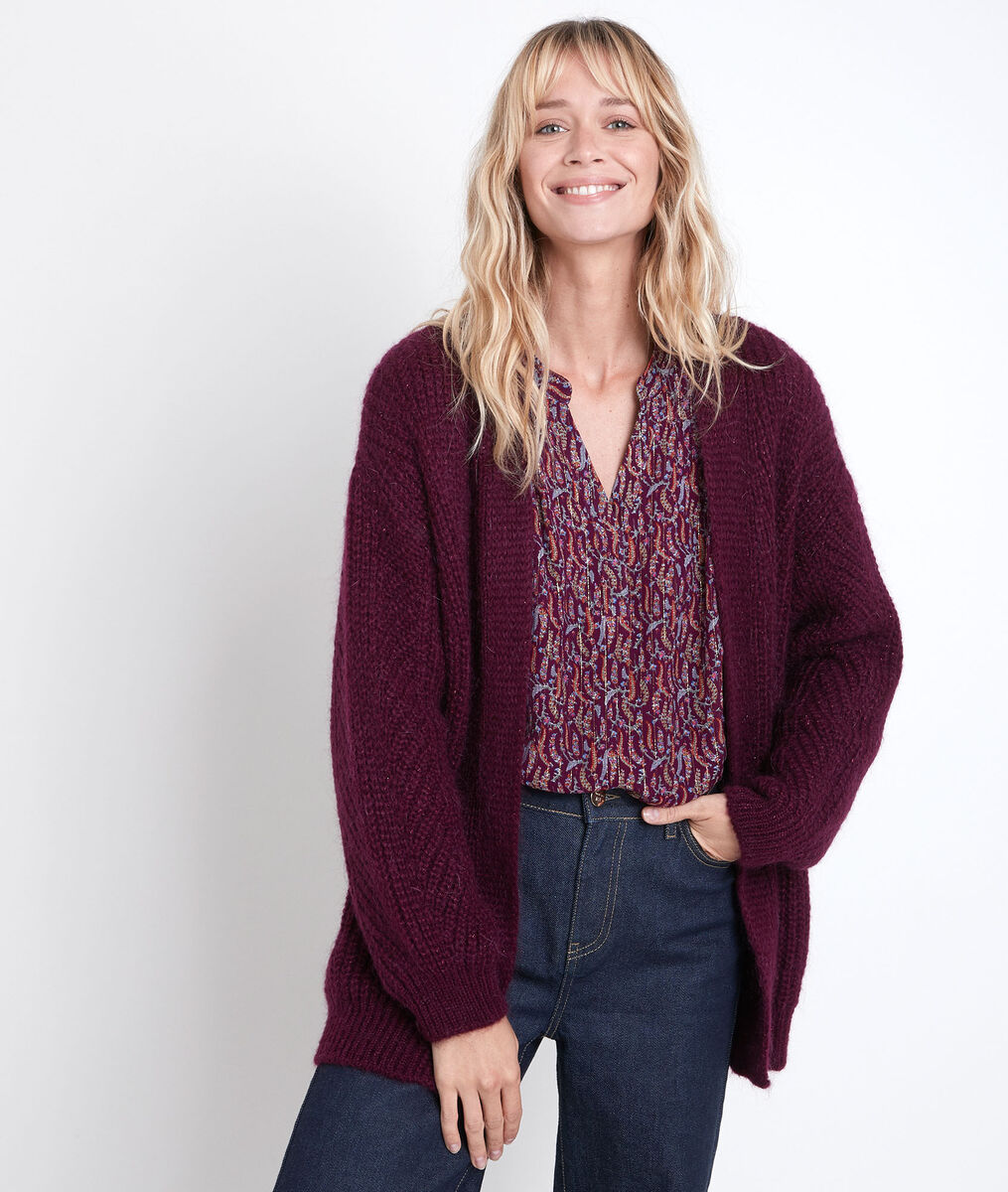 Rejane garnet mohair blend cardigan | 1-2-3 Rejane garnet mohair blend cardigan PhotoZ | 1-2-3