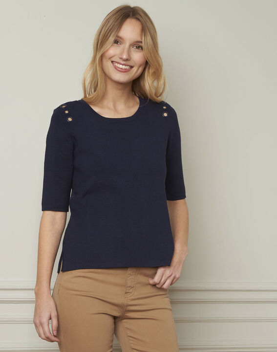 Abricot navy pullover with compact eyelets | 1-2-3 Abricot navy pullover with compact eyelets PhotoZ | 1-2-3