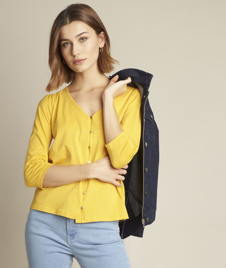 Rosace yellow button-down t-shirt honey.