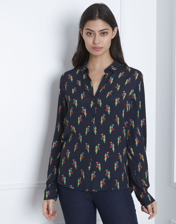 Ravel black shirt with parrot print | 1-2-3 Ravel black shirt with parrot print PhotoZ | 1-2-3