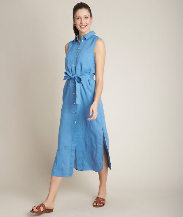 Cyrielle long belted linen dress | 1-2-3 Cyrielle long belted linen dress PhotoZ | 1-2-3
