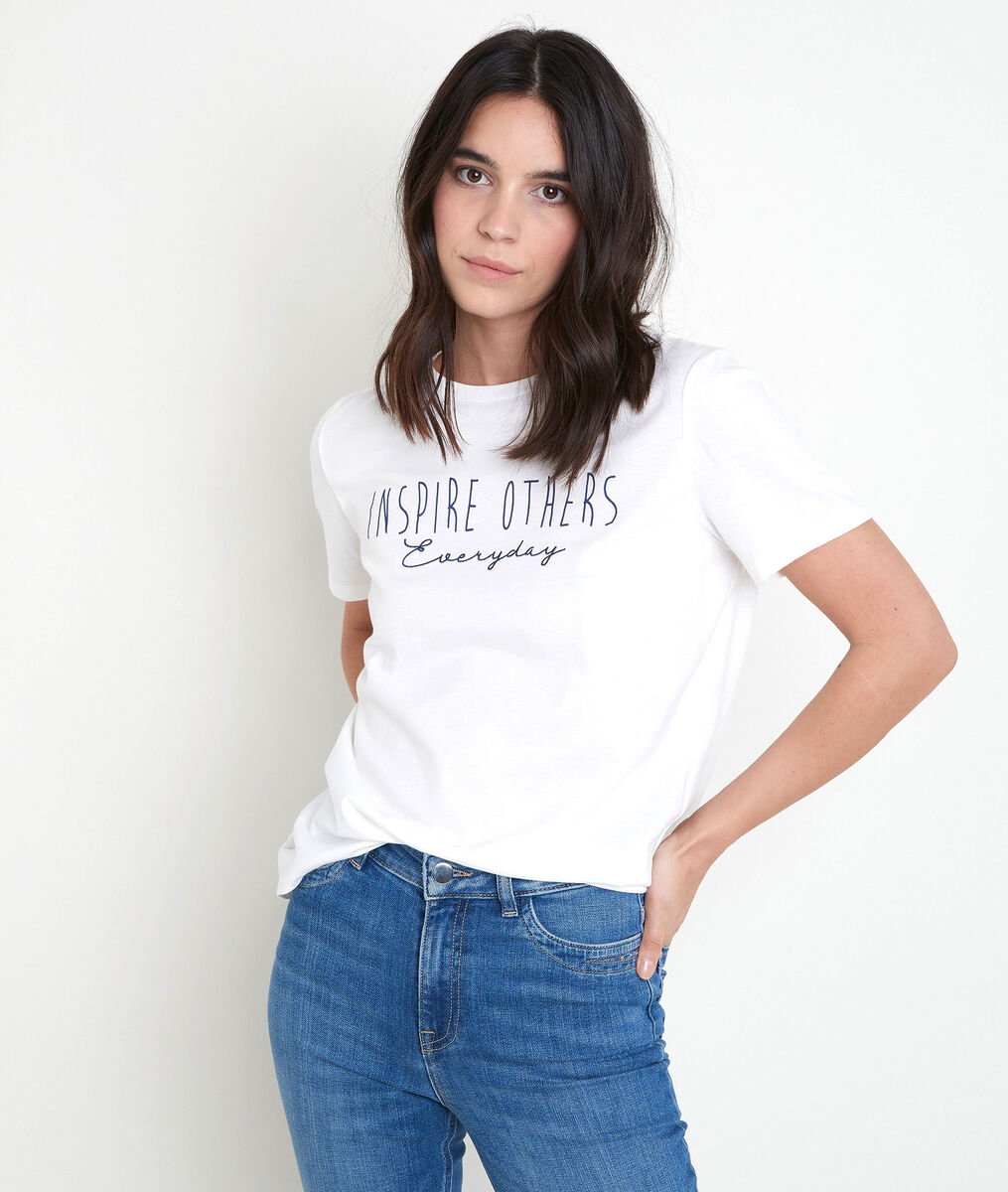 IRMA ecru cotton T-shirt with slogan | 1-2-3 IRMA ecru cotton T-shirt with slogan PhotoZ | 1-2-3
