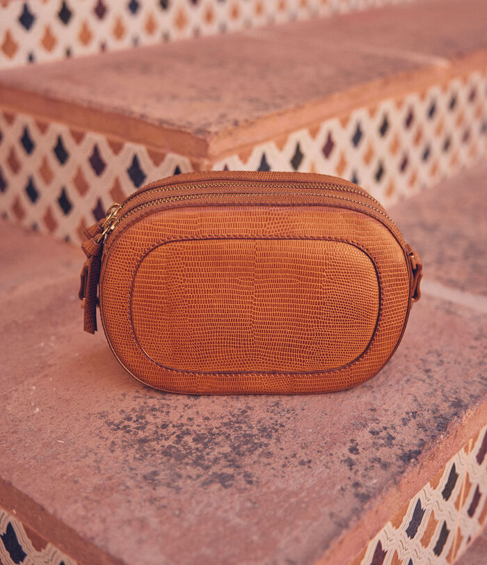 Fever camel snakeskin-effect leather shoulder bag PhotoZ | 1-2-3