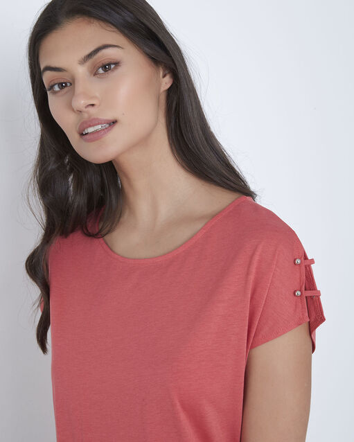 Palmbeach pink t-shirt with shoulder detailing raspberry.