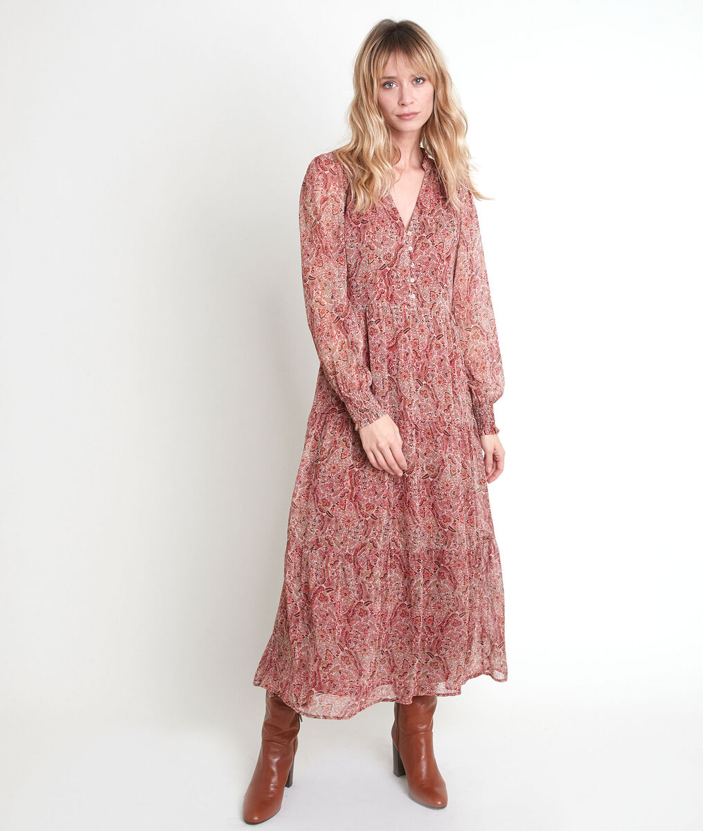 Nada beige print maxi dress | 1-2-3 Nada beige print maxi dress PhotoZ | 1-2-3