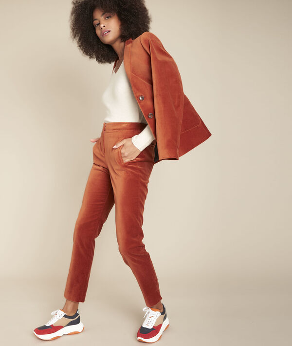 Ethan mahogany straight velvet trousers | 1-2-3 Ethan mahogany straight velvet trousers PhotoZ | 1-2-3