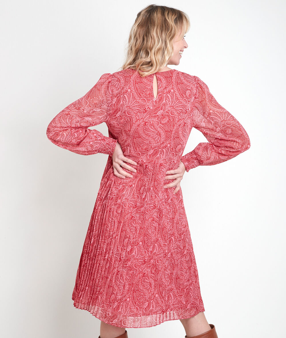 Lilo printed pleated dress bois de rose.