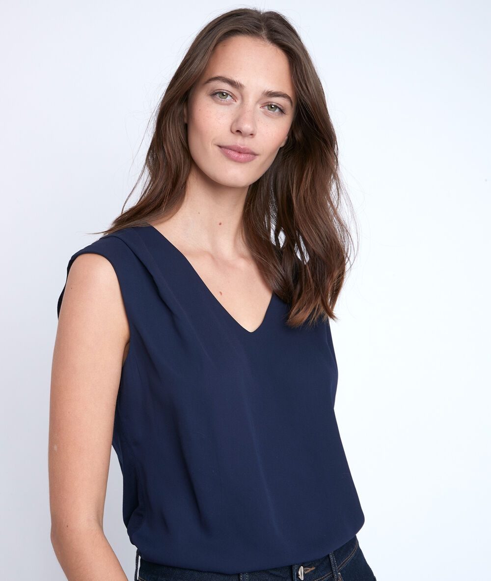 Neptune blue two-fabric blouse lapis lazulli.