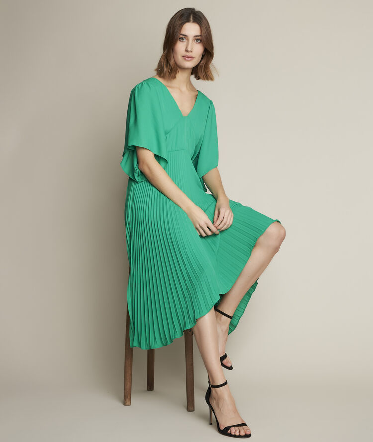 Hedwige green pleated dress meadow.