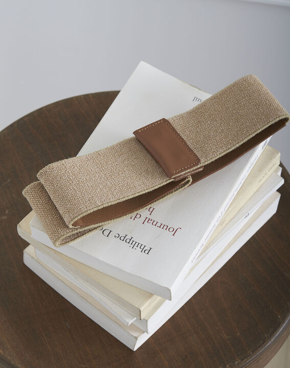 Kate brown fabric and leather elasticated belt | 1-2-3 Kate brown fabric and leather elasticated belt PhotoZ | 1-2-3
