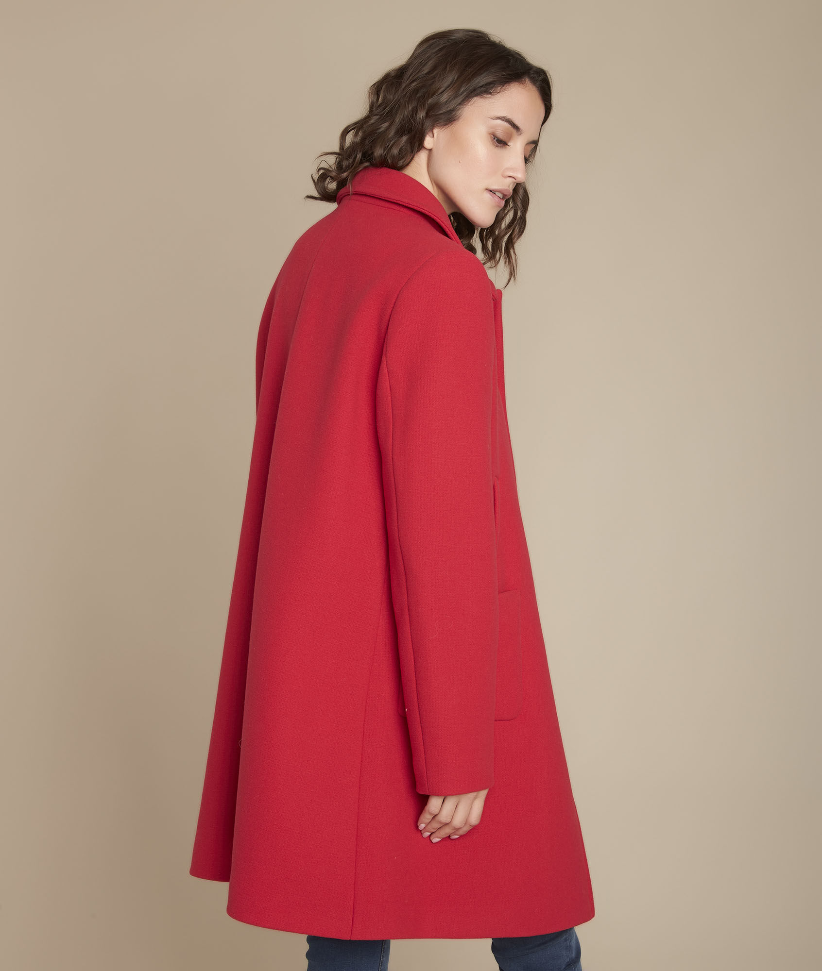 red wool coat