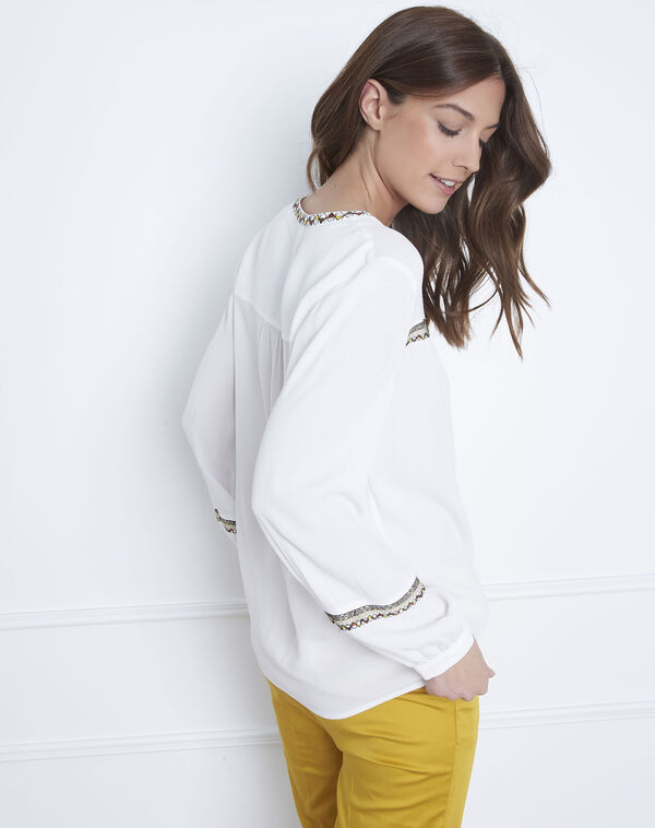 Violette ethnic embroidered beige blouse ecru.