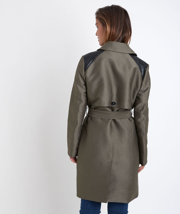 Sokari 3/4-length khaki trench coat verveine.