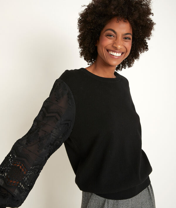 Relly pullover with lace sleeves | 1-2-3 Relly pullover with lace sleeves PhotoZ | 1-2-3
