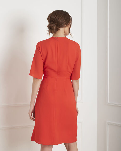 Hermine red draped dress geranium.