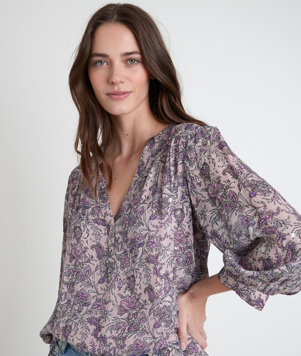 Elsa mauve printed blouse mauve.