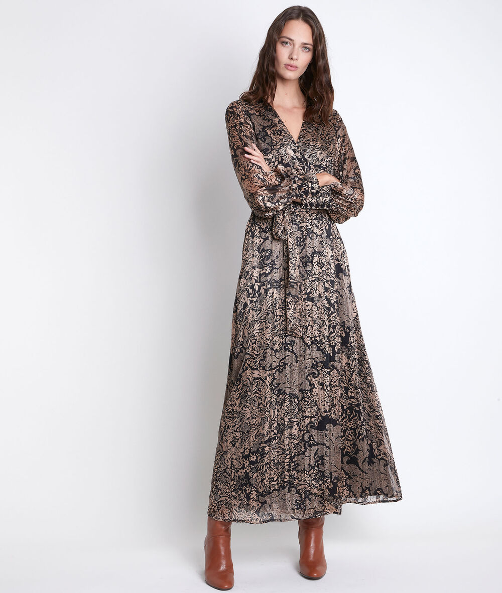 Cathel long printed dress noir.