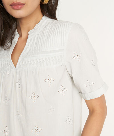 Tobias mint embroidered cotton blouse PhotoZ | 1-2-3