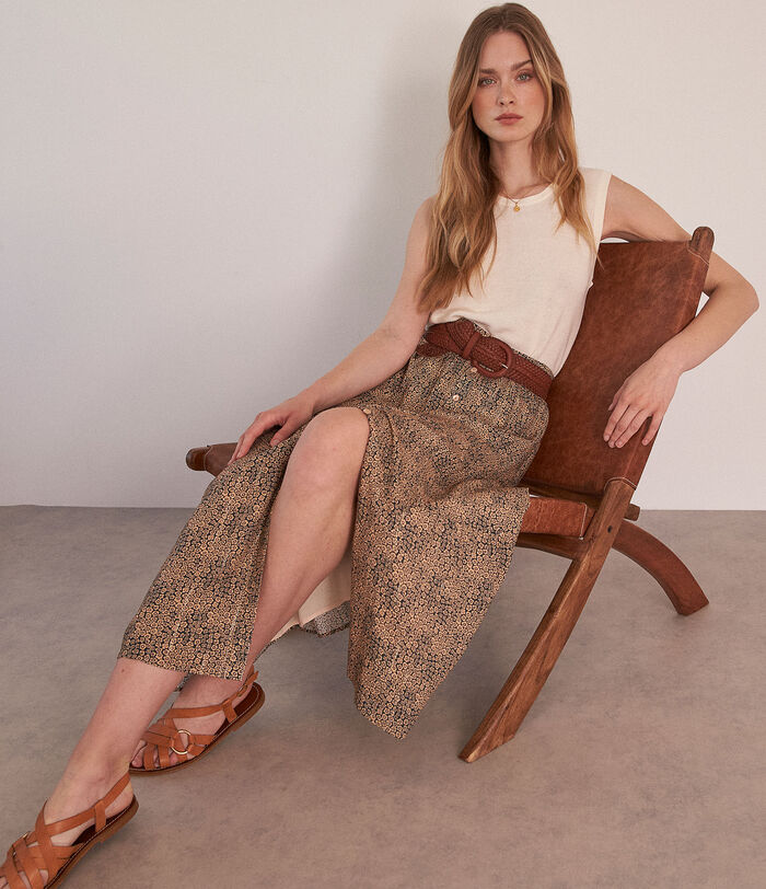 Daria beige printed maxi skirt