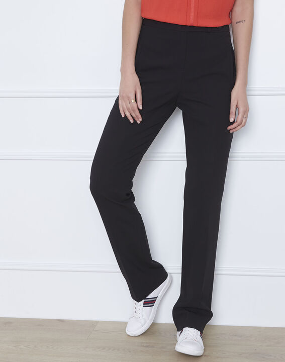 Hugo black straight-cut microfibre trousers with buttoned waistband | 1-2-3 Hugo black straight-cut microfibre trousers with buttoned waistband PhotoZ | 1-2-3