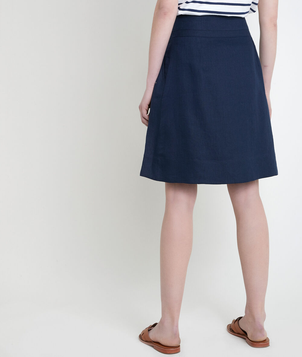 Elisa blue certified linen skirt encre.