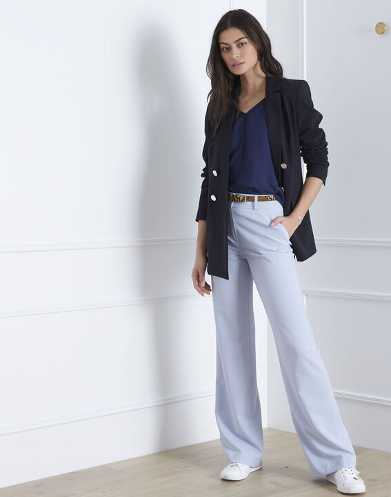 Vanissa navy bi-material blouse | 1-2-3 Vanissa navy bi-material blouse PhotoZ | 1-2-3
