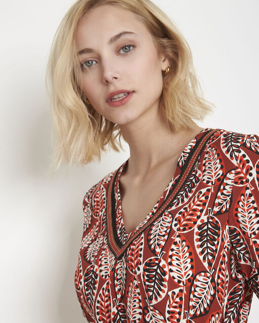 Lucy mahogany printed cropped jumpsuit terracotta.