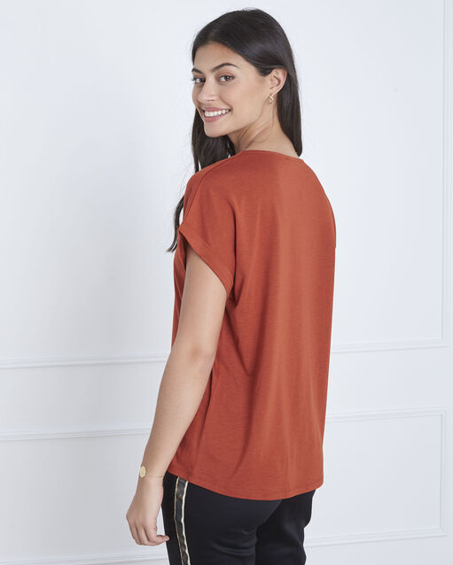 Papeete brown t-shirt with lacing terracotta.