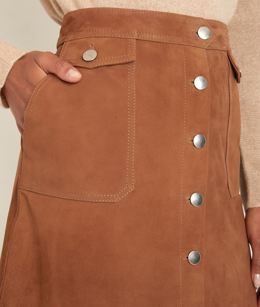 Ambre camel suede skirt camel clair.
