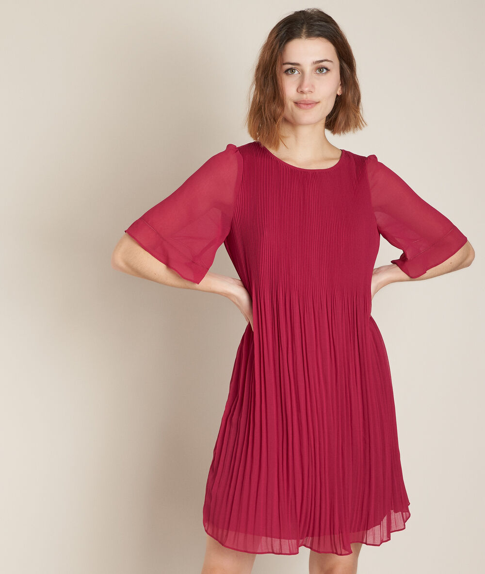 Coralia cyclamen pleated dress purple.